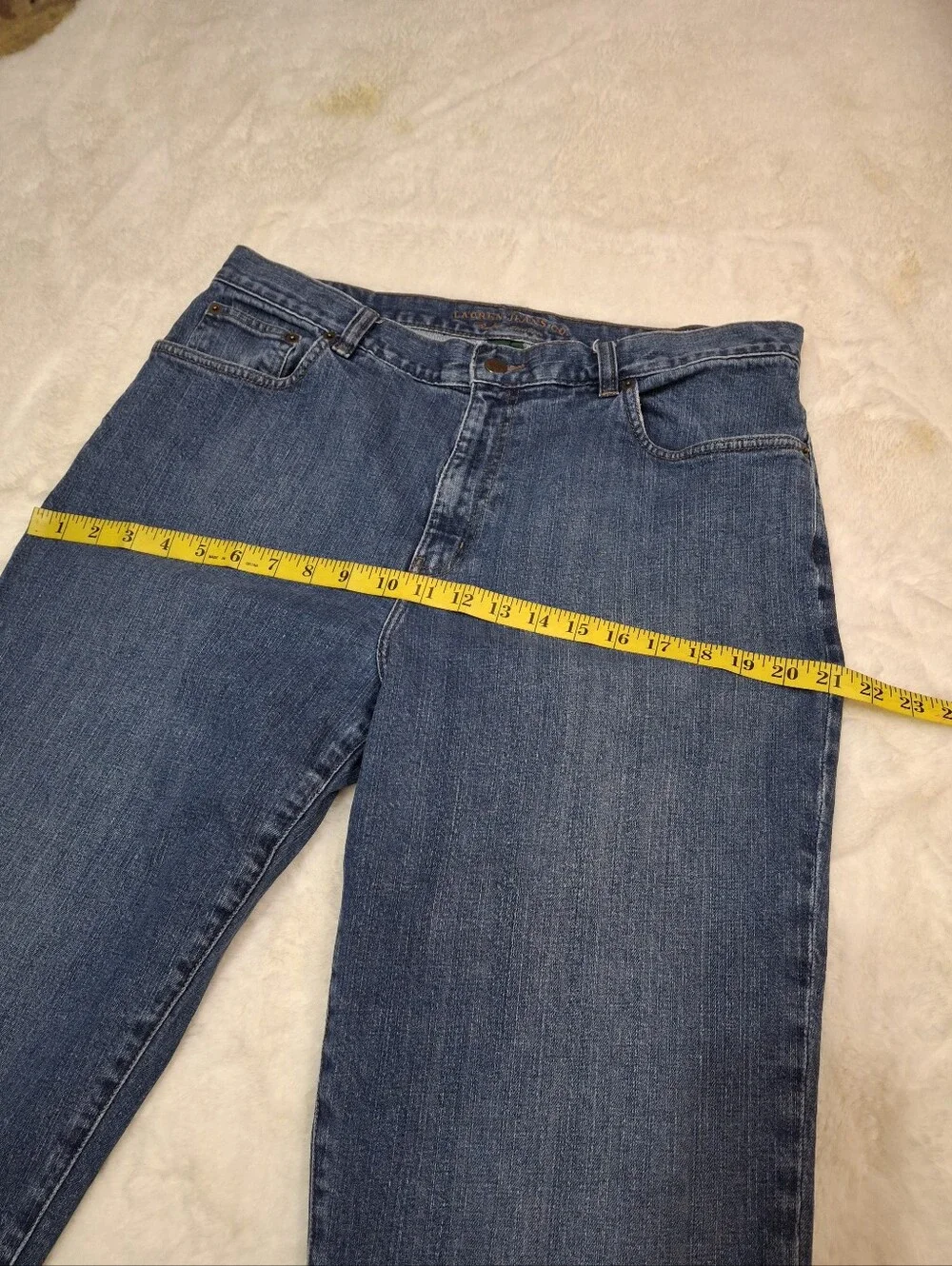 Y2K Lauren Jean Co. Crop Wide Leg Capri Denim Jeans Thailand Made Women Size 14 - Picture 10 of 16